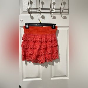 Brand:(Musa) Junior basics orange layered lace lined shorts Size:M Color:Orange